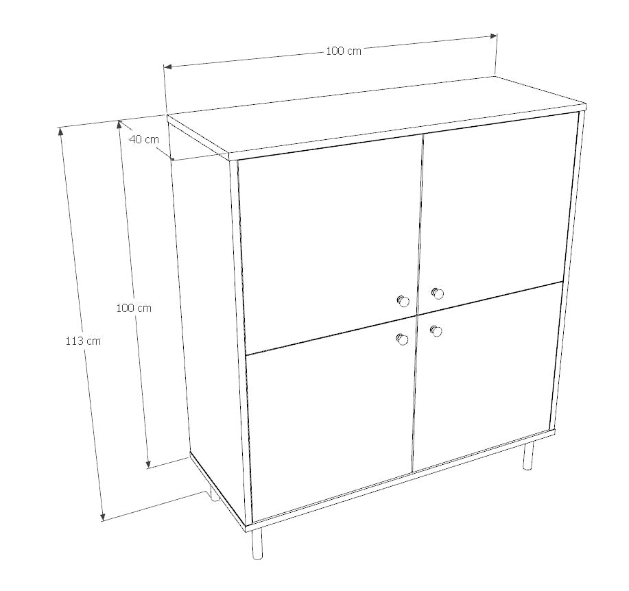 Venus four-door chest of drawers white