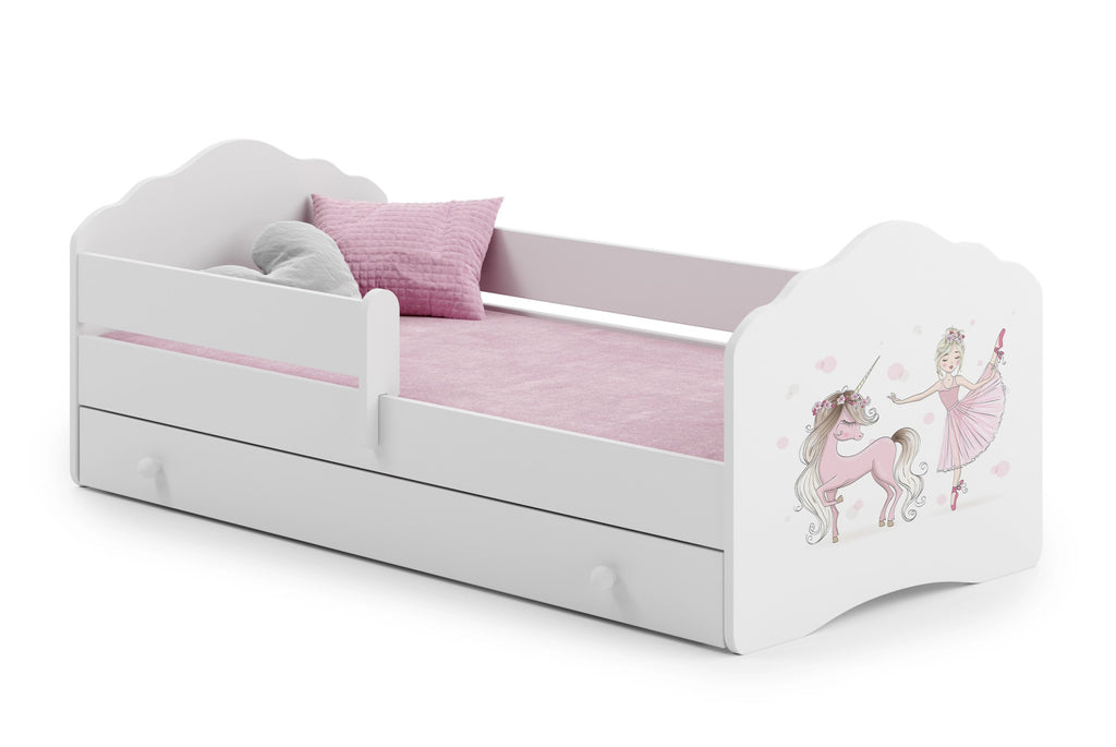FALA children's bed 160x80 drawer - Girl with unicorn
