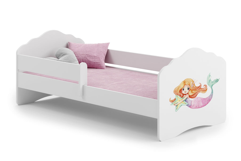 Wave single bed 140x70 with railing - Mermaid