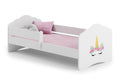 Wave single bed 140x70 with railing - Unicorn horn