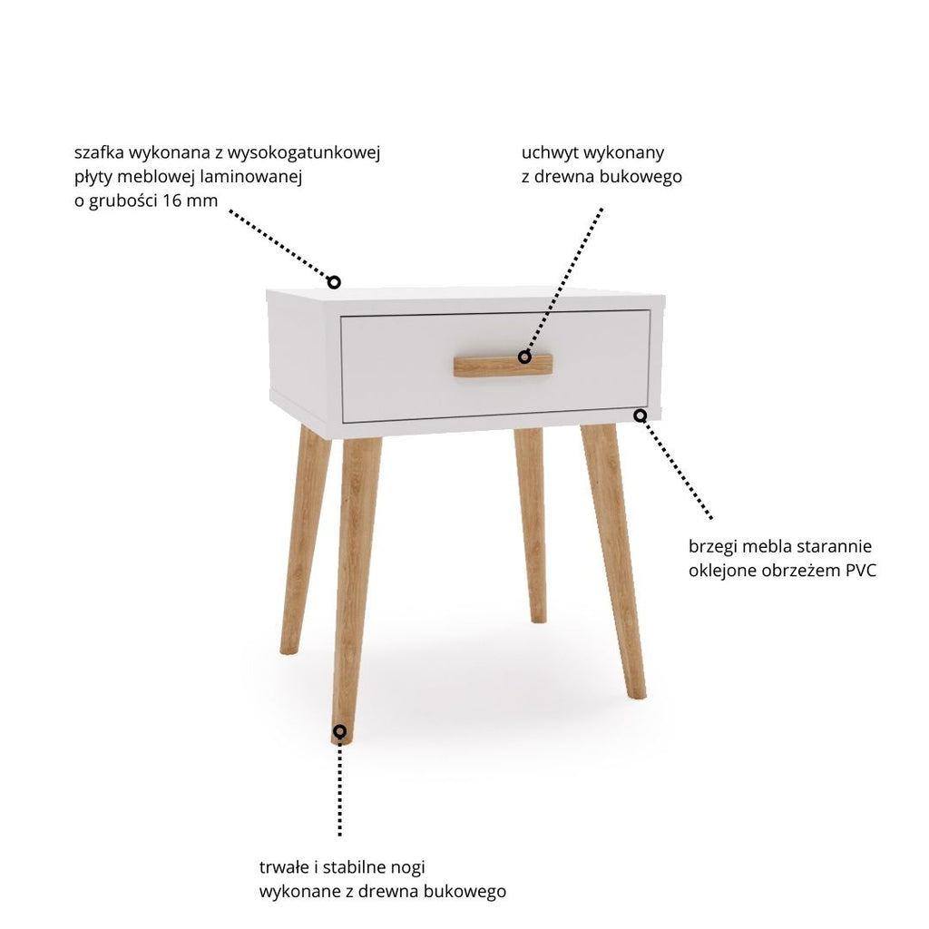 Luna bedside cabinet white, bedside table