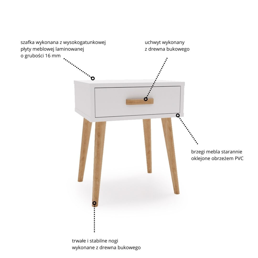 Luna bedside cabinet white, bedside table