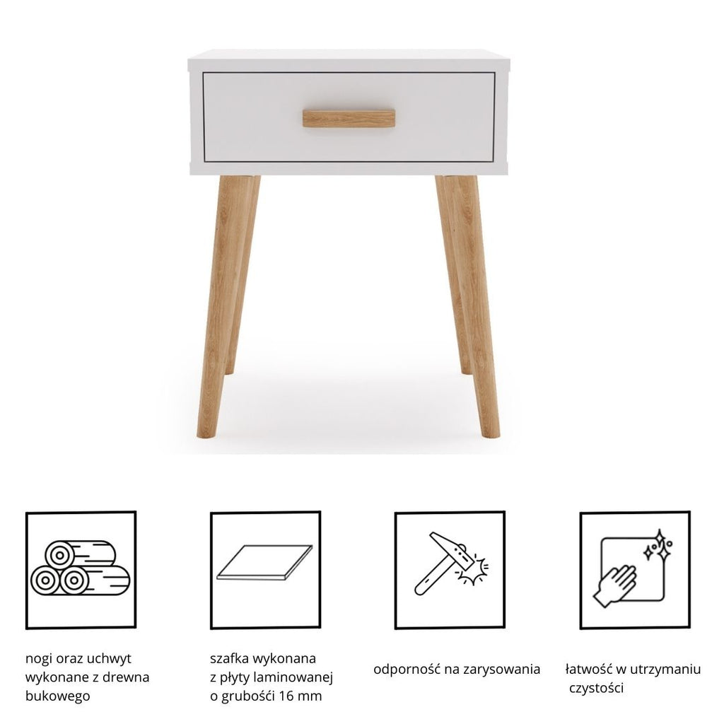 Luna bedside cabinet white, bedside table