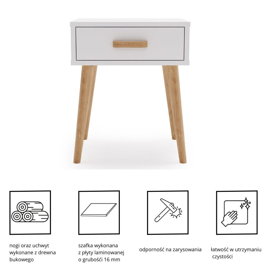 Luna bedside cabinet white, bedside table