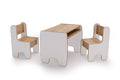Children's Timi table and two chairs MDF colour white / oak craft gold