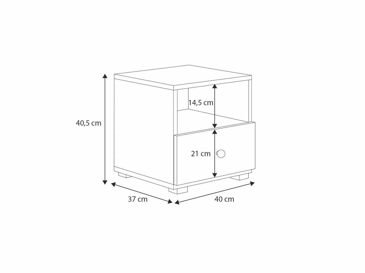 Bedside table Emi grey - handle aluminium