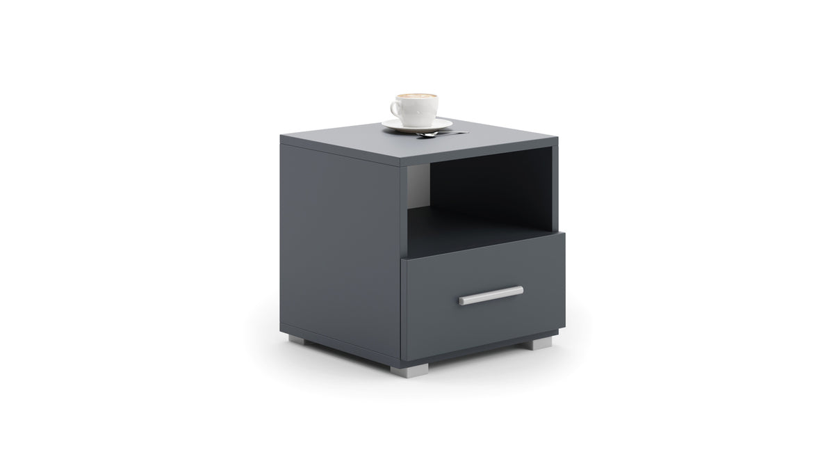 Bedside table Emi grey - handle aluminium