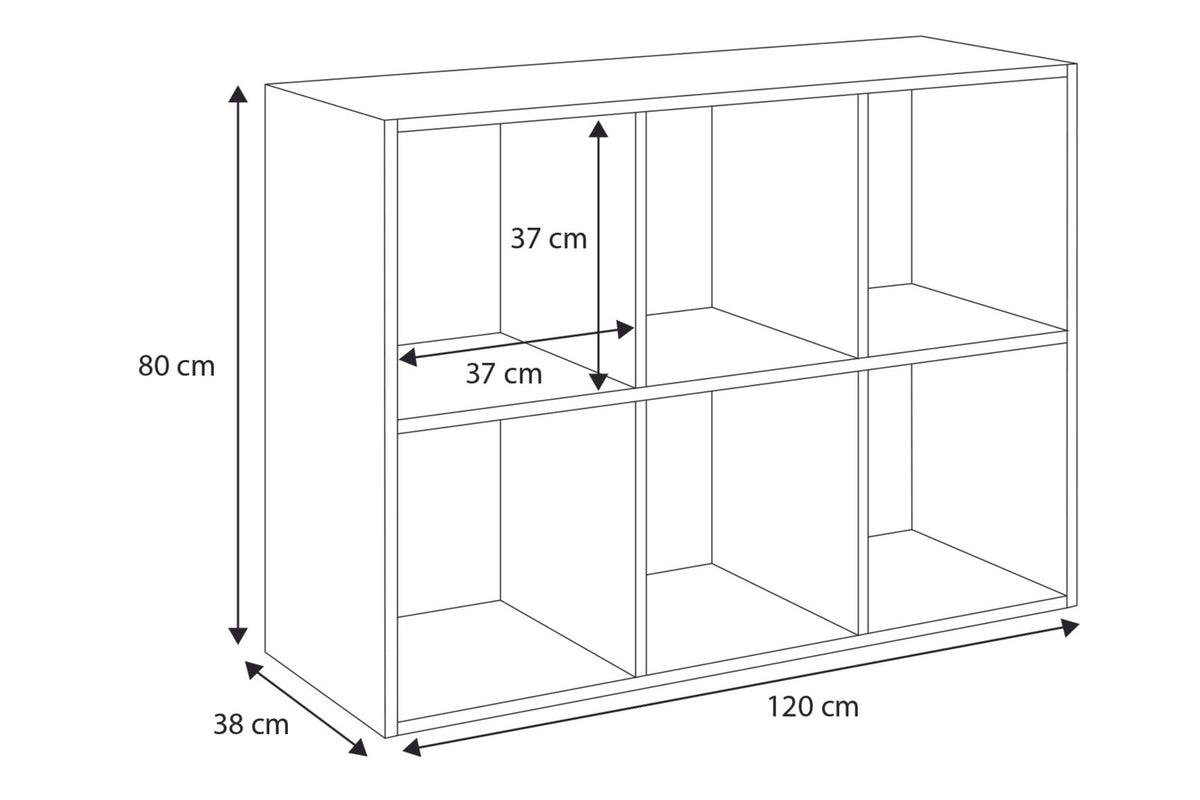 Loni white bookcase 2x3