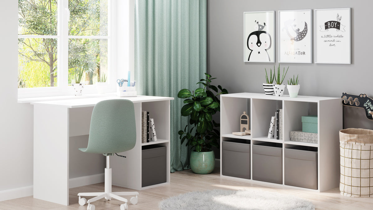 Loni white bookcase 2x3