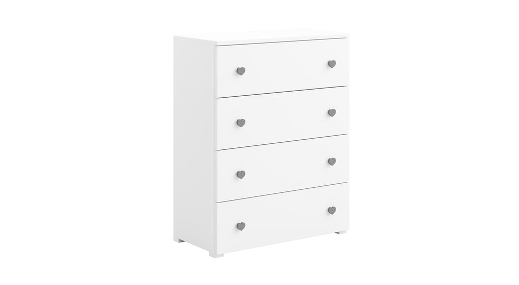 Emily white chest of drawers - handle grey