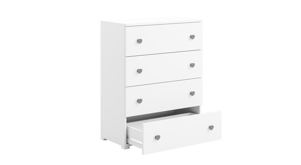 Emily white chest of drawers - handle grey