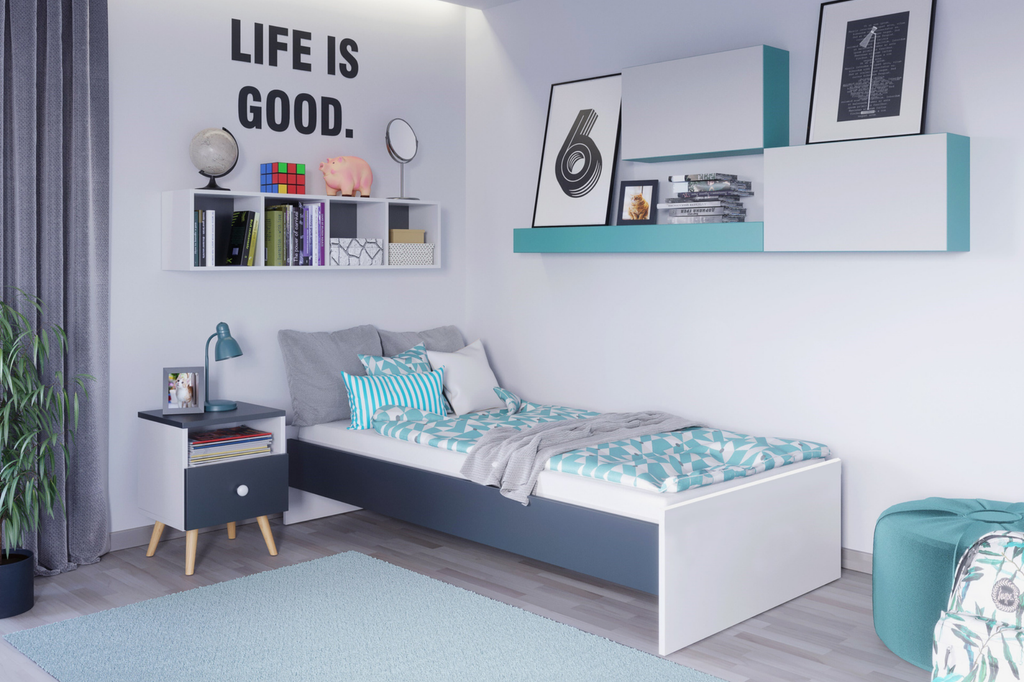 KARO youth bed 190x90 - White / Grey