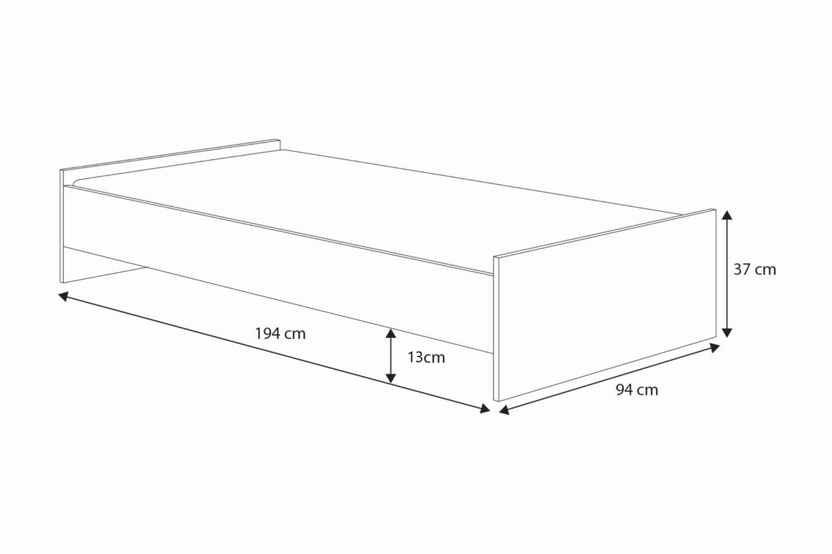KARO youth bed 190x90 - White / Grey