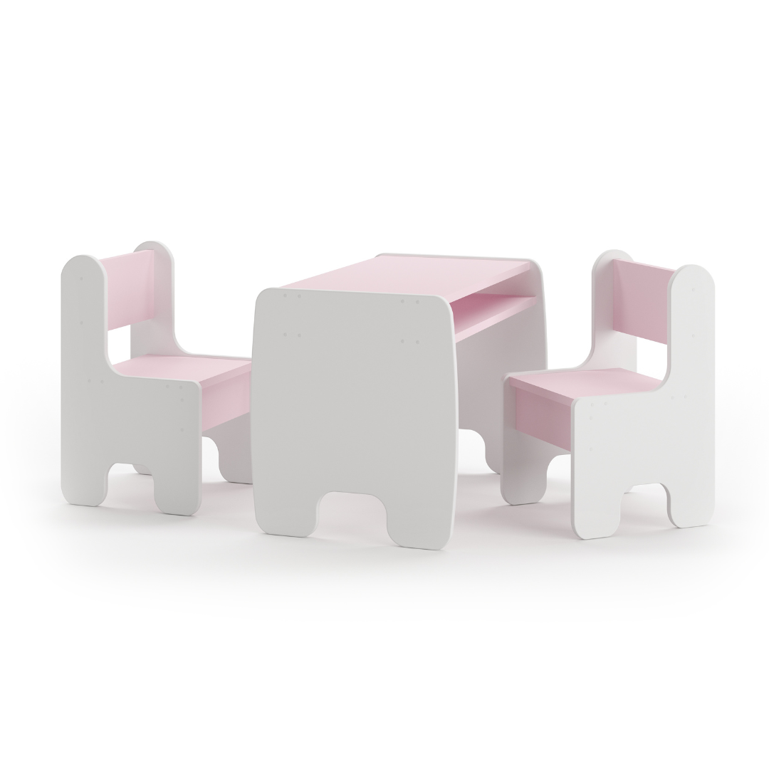 TIMI children's set table and two chairs - white/pink