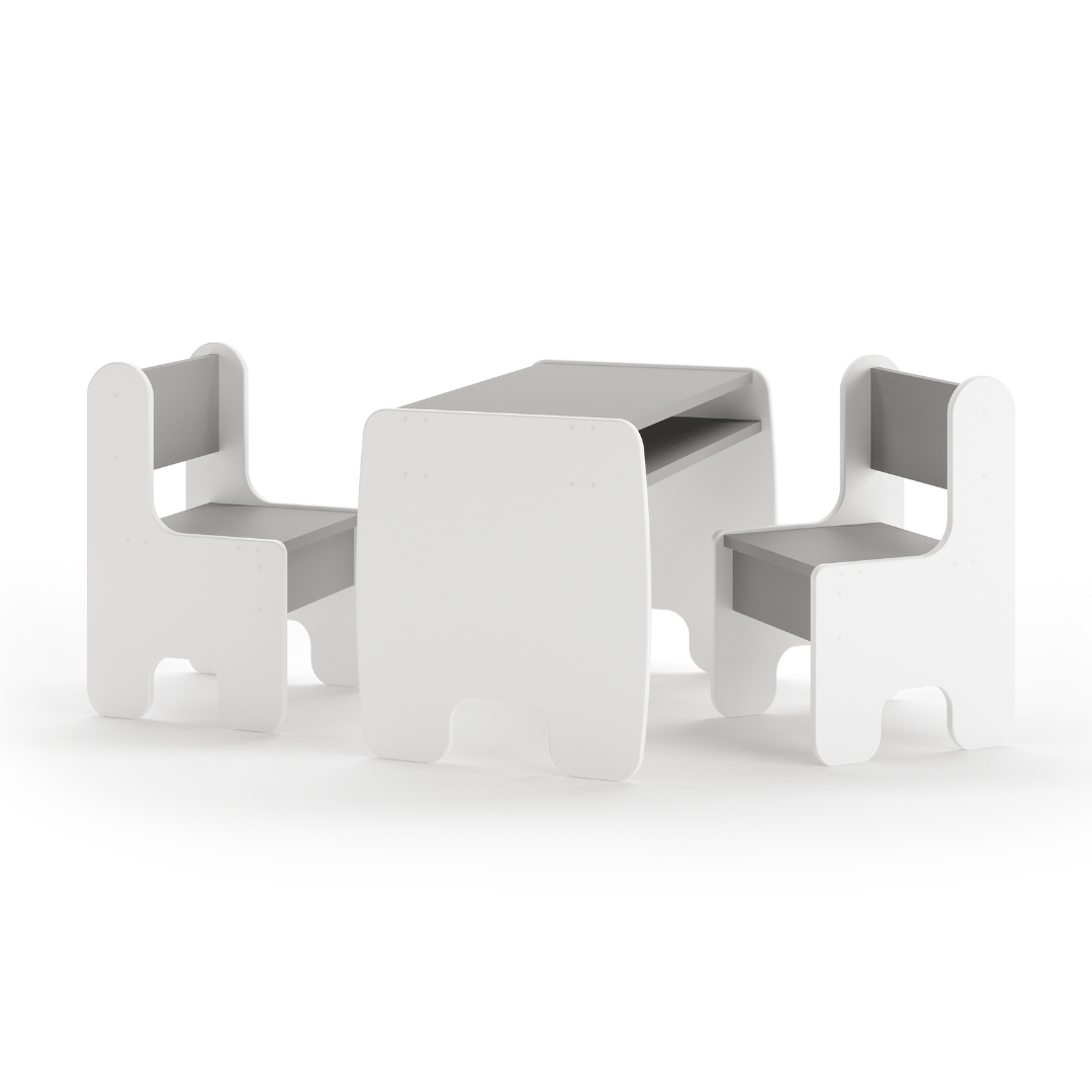 TIMI children's set table and two chairs - white/grey