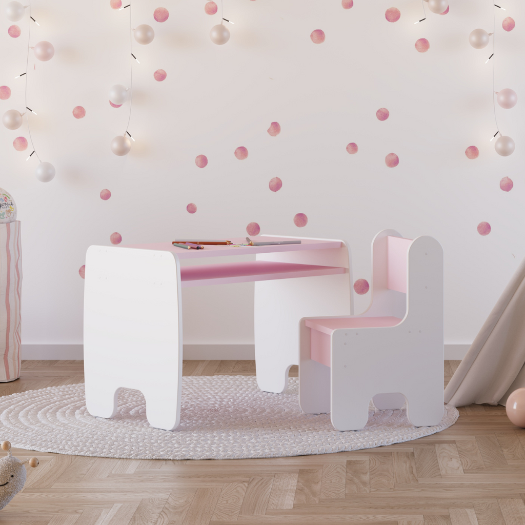 TIMI children's table and chair set - white/pink