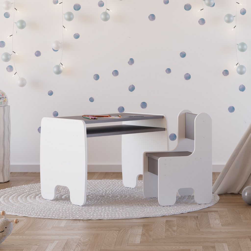 TIMI children's set table and chair - white/grey