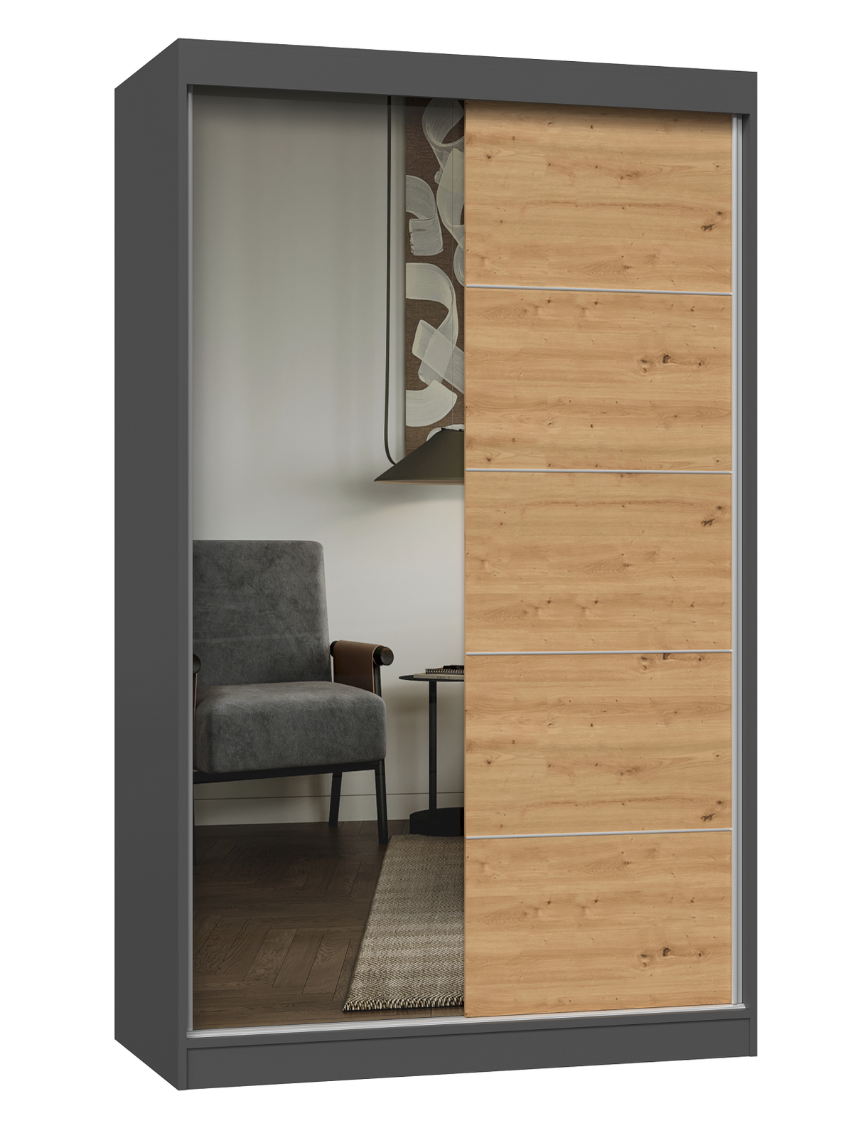 Szekrény Iga 120 A/C antracit artisan tölgy