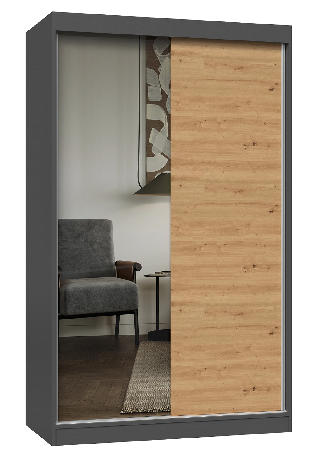 Szekrény Iga 120 A/B antracit artisan tölgy