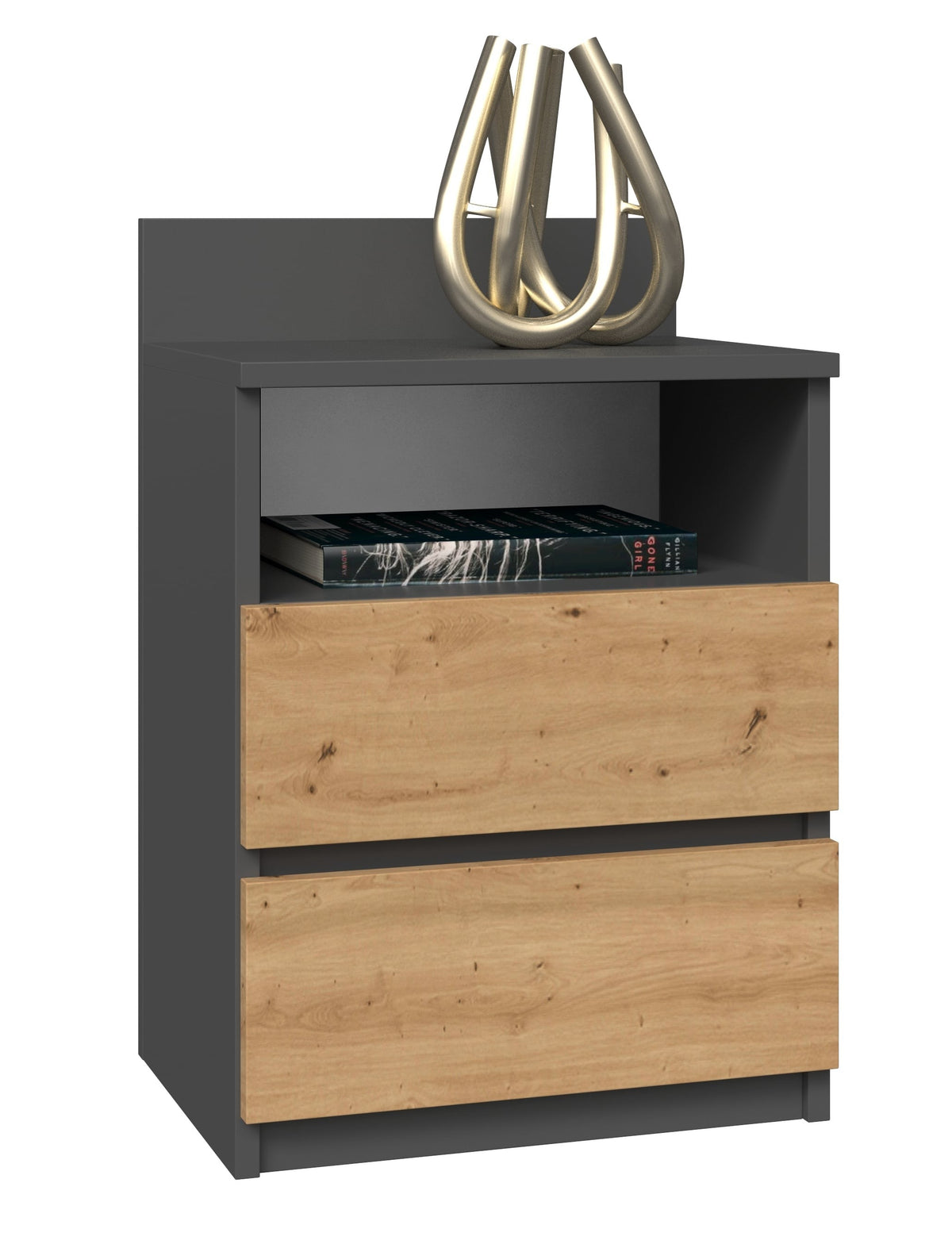 Éjjeliszekrény Malwa M1 antracit artisan tölgy